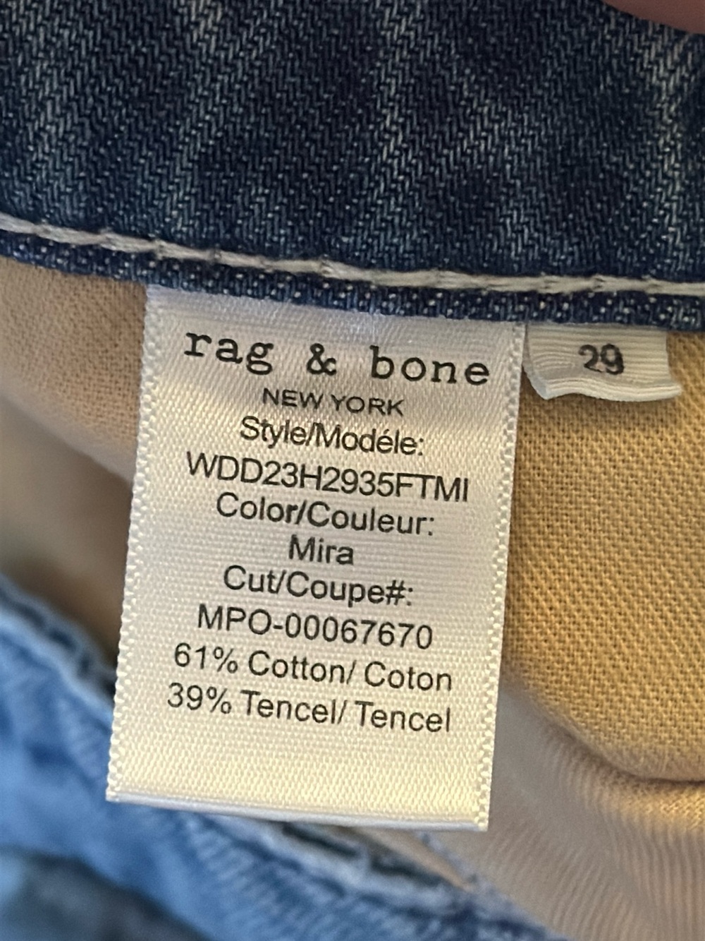 rag & bone light blue denim jeans with leather logo patch - Picture 12 of 14